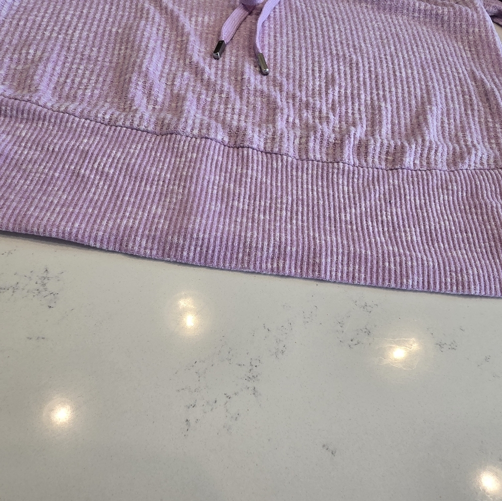 Democracy Lavender Purple Waffle Knit Pullover Sweater Top Drawstring  Womens XL - Picture 5 of 16